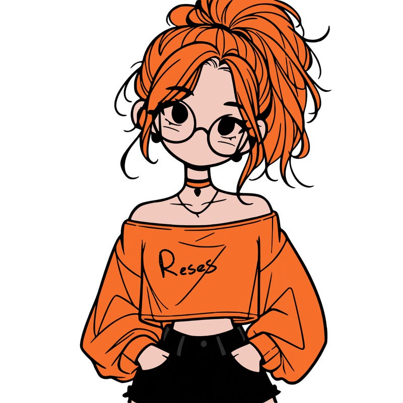 girl with a messy ponytail glasses a baggy crop top and jean shorts