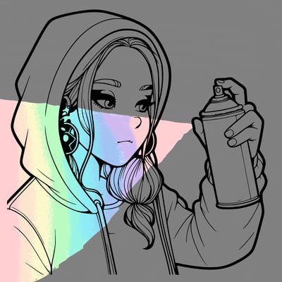 a realistic girl, spray painting