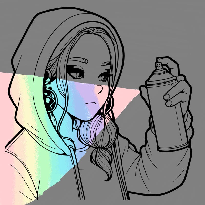 a realistic girl, spray painting