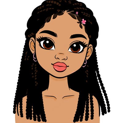 a realistic black girl with braids