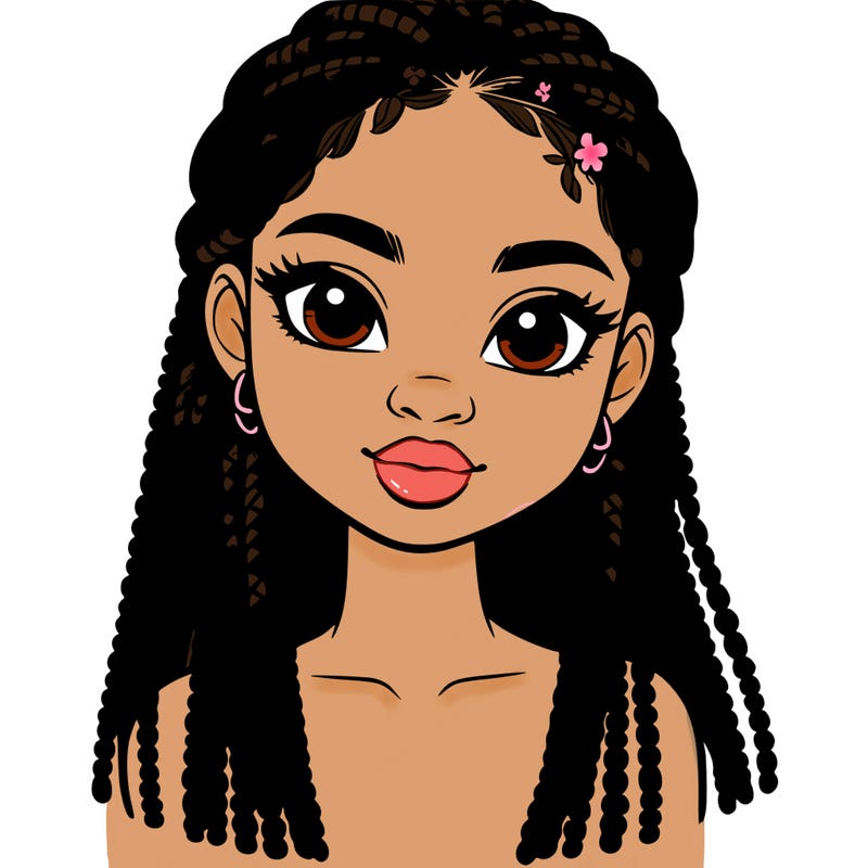 a realistic black girl with braids
