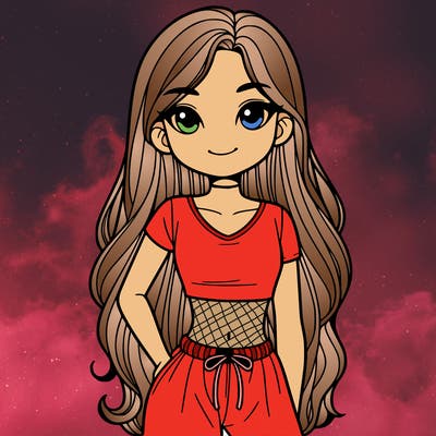 girl in a croptop with long hair