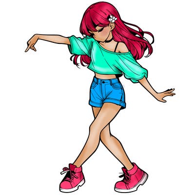 realistic girl danceing