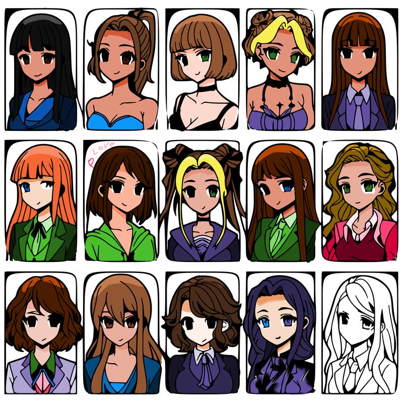 girls that look diffrent anime