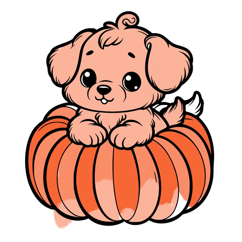 cute little puppy in a pumpkin