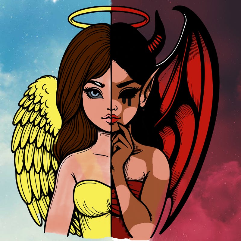 realistic angel half demon