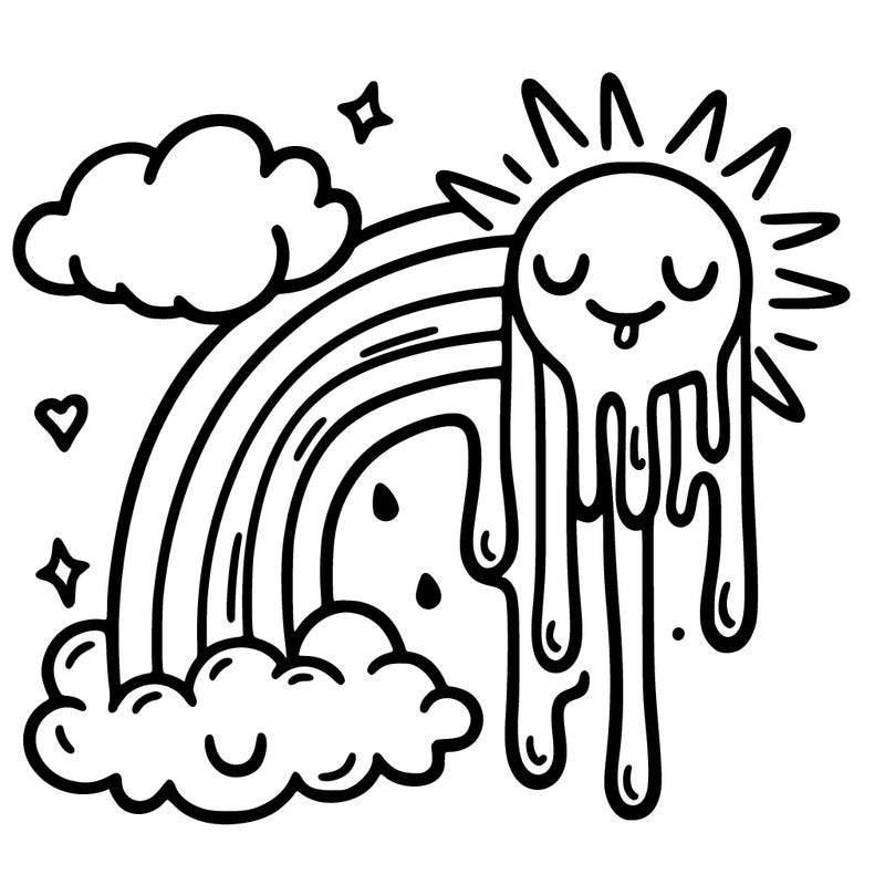 rainbow in the sky melting with the sun melting in the finer