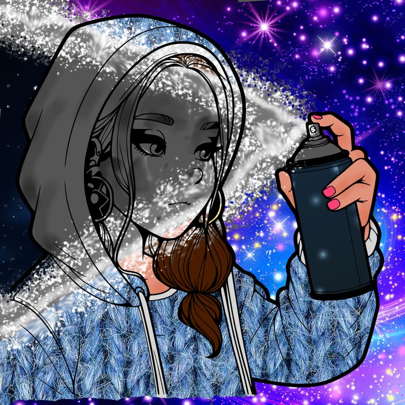 a realistic girl, spray painting