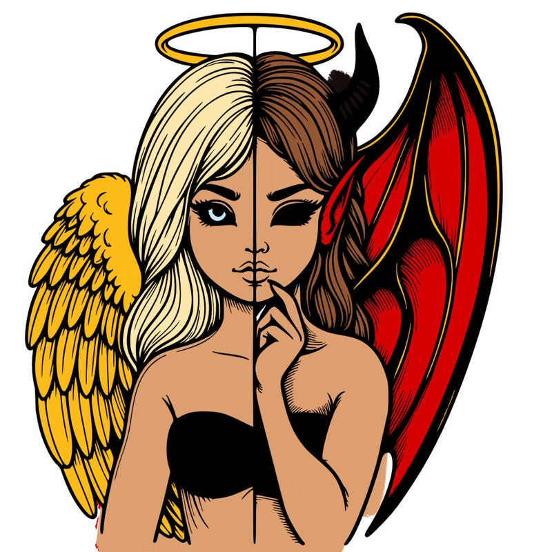 realistic angel half demon