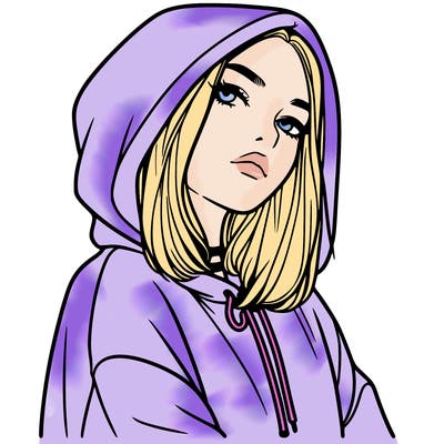 a realistic girl in a hoodie