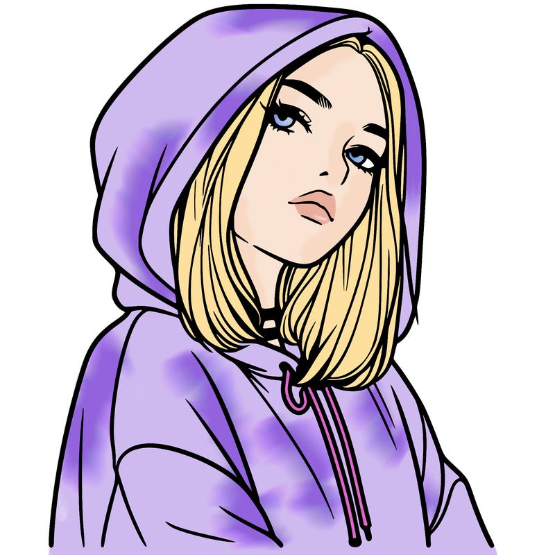 a realistic girl in a hoodie