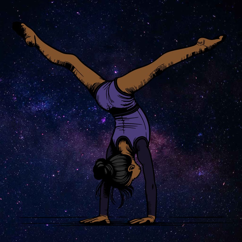 realistic gymnastic hand stand girl in four splits