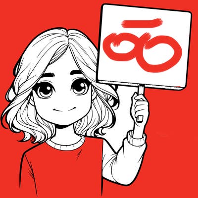 realistic girl holding up a sign