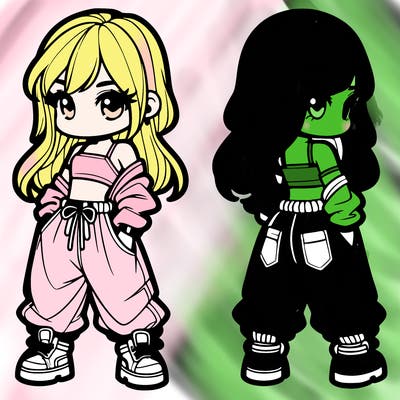 girl in crop top and baggy pants