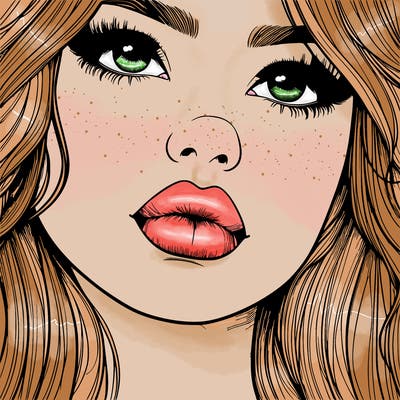 really realistic girl with lips