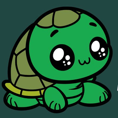 cute little animated turtle