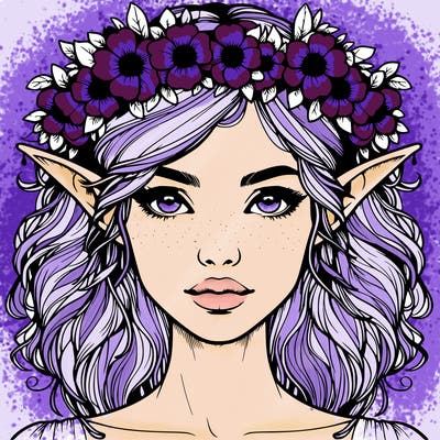 realistic female elf with flower crown