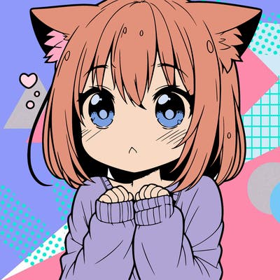 shy anime catgirl