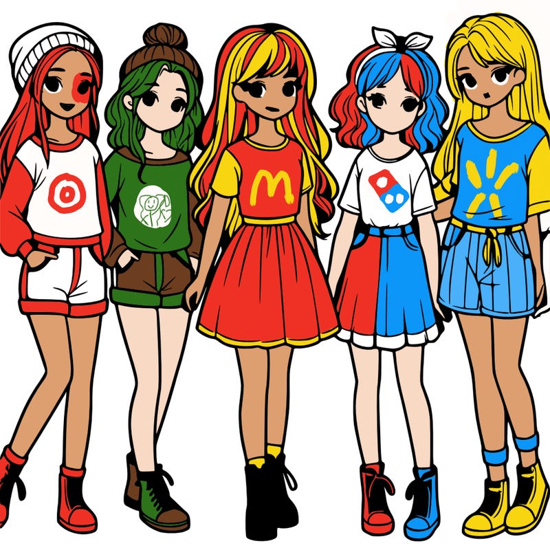 a group of five girls