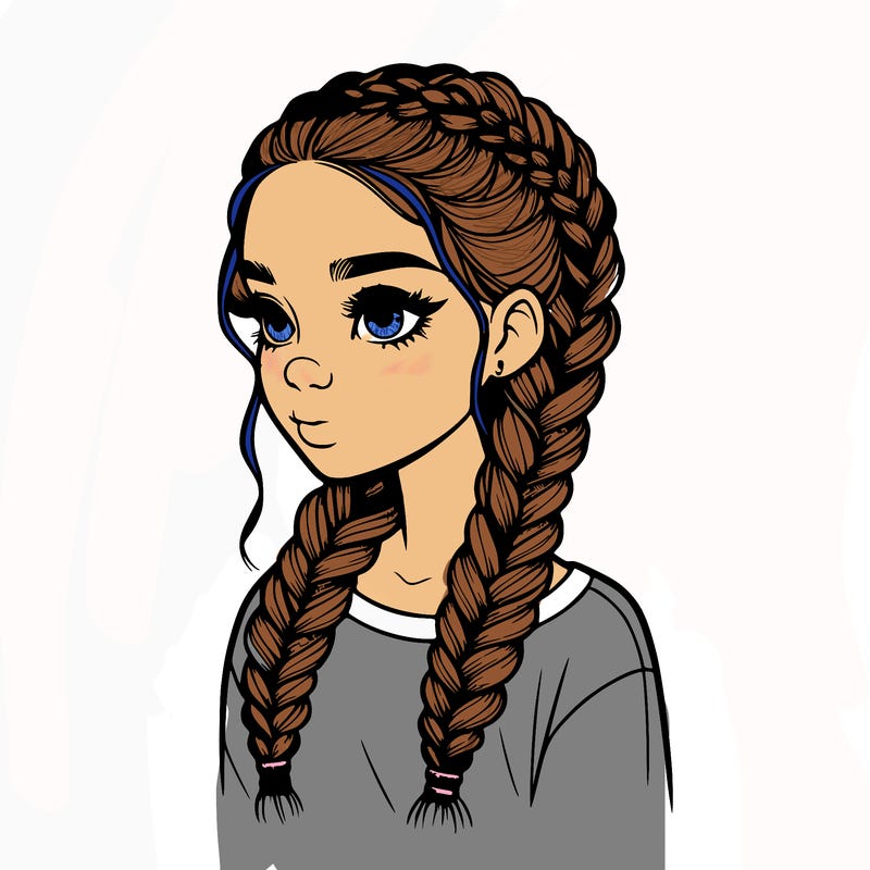 realistic girl with braids