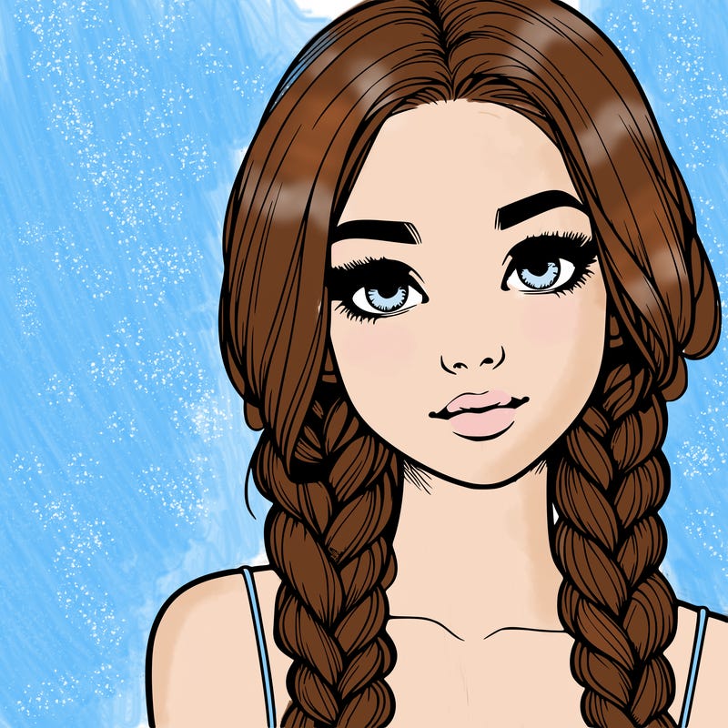 realistic girl with braids