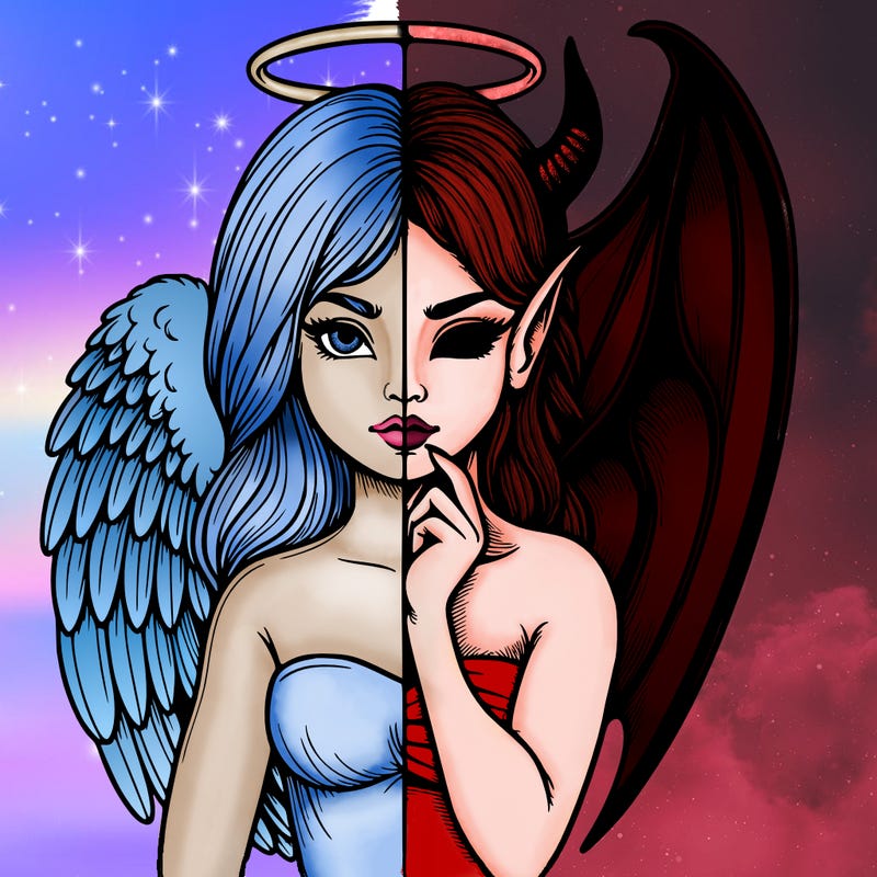 realistic angel half demon