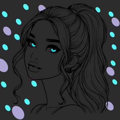 realistic girl with a ponytail on her hair and lips