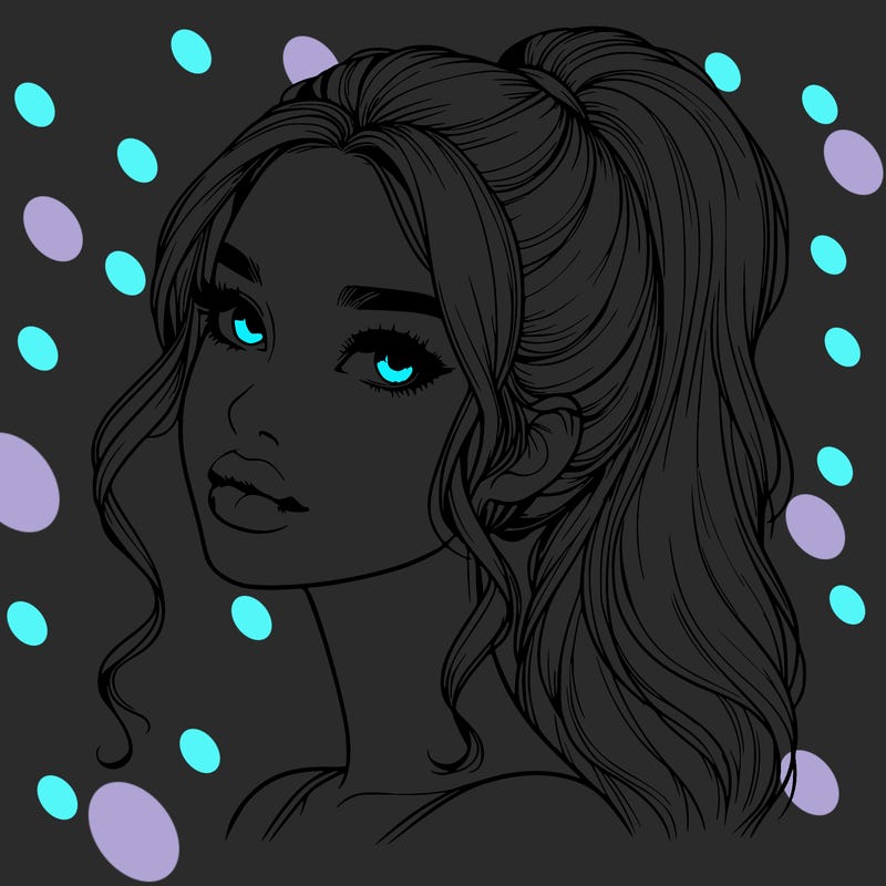 realistic girl with a ponytail on her hair and lips