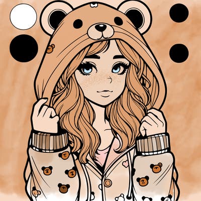 realistic girl in a animal pjs hoodie