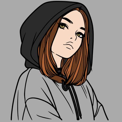 a realistic girl in a hoodie