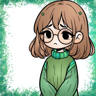 sad girl with glasses in a sweater