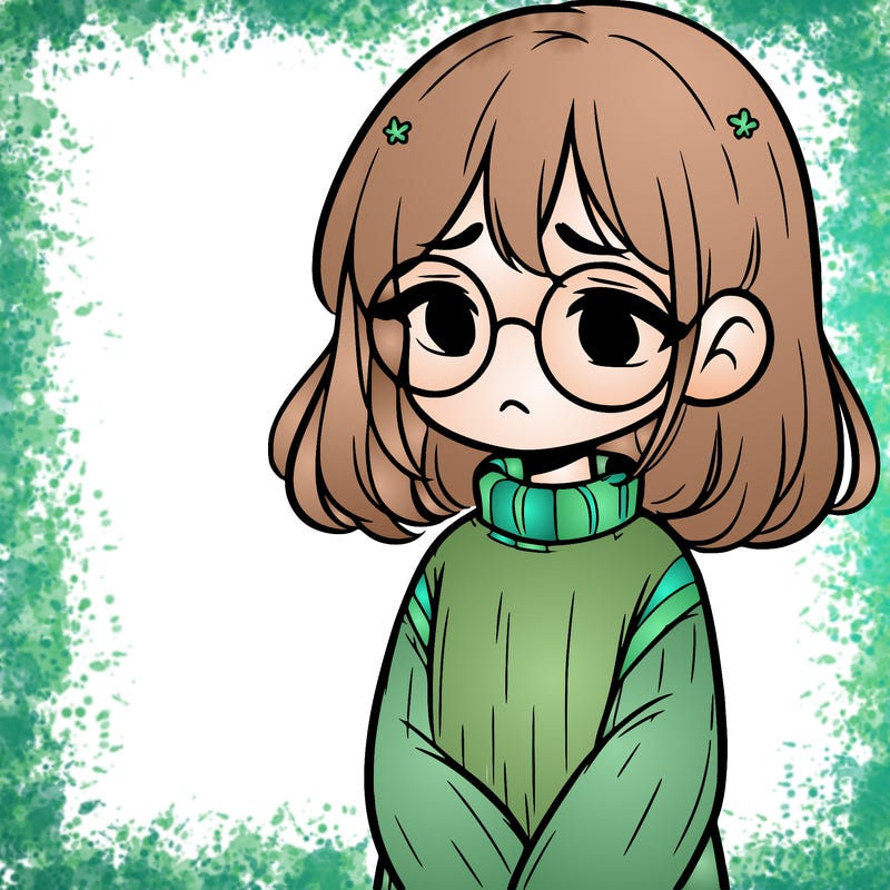 sad girl with glasses in a sweater