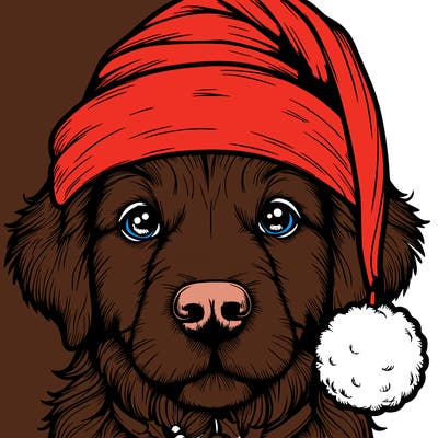 realistic dog with a christmas hat