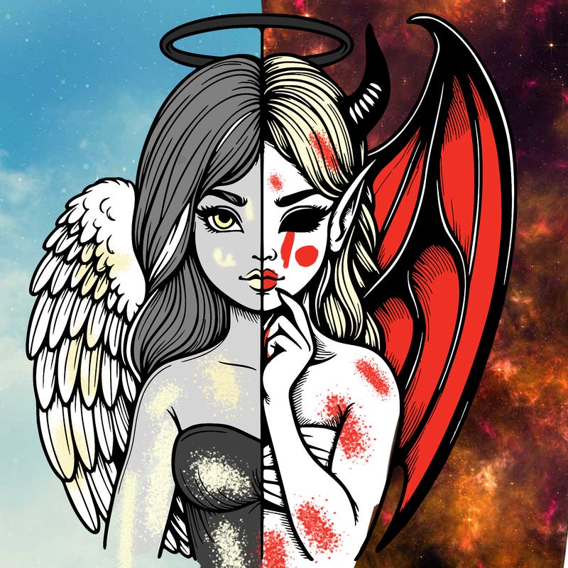 realistic angel half demon