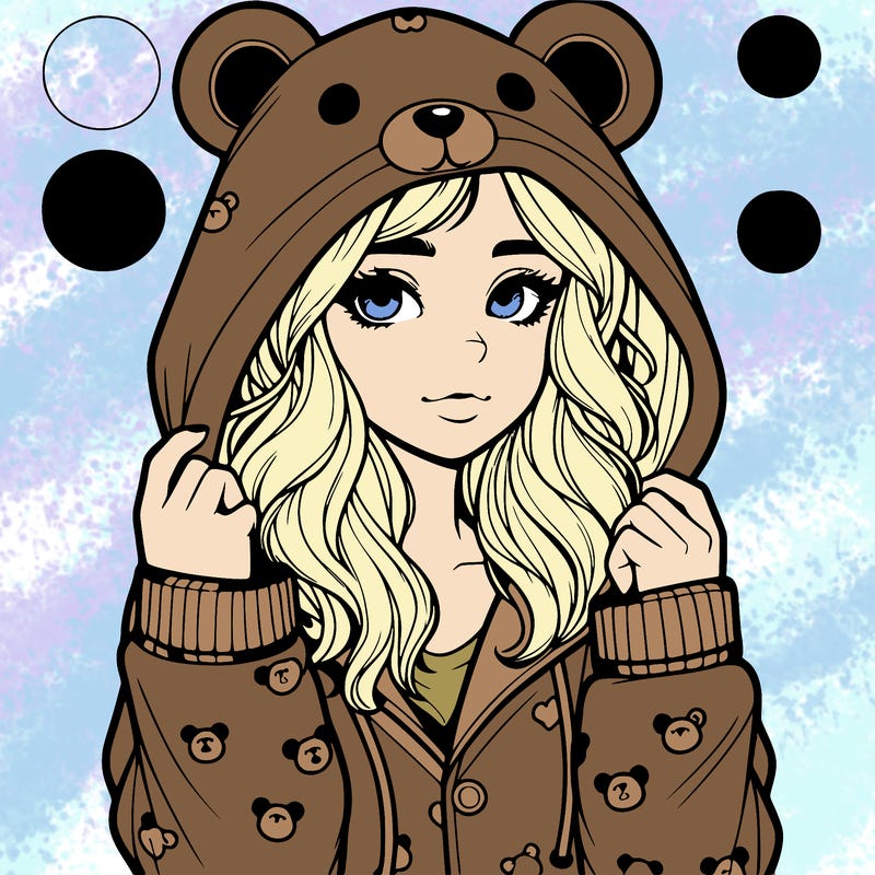 realistic girl in a animal pjs hoodie