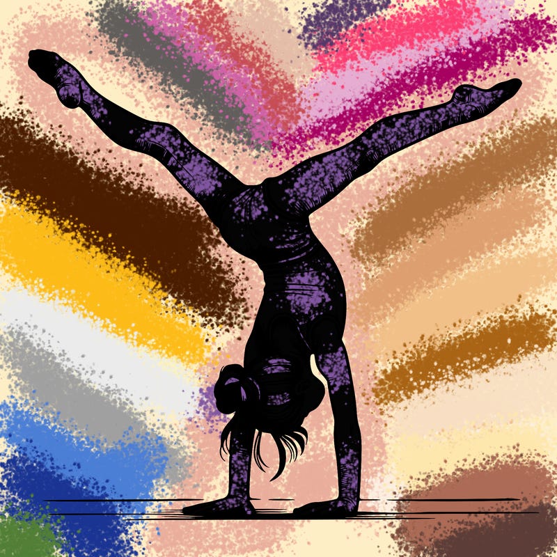 realistic gymnastic hand stand girl in four splits