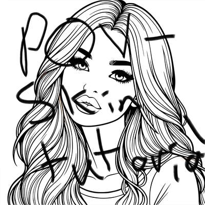 realistic girl with hair on her hair and lips