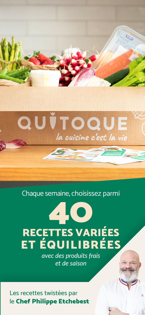 Quitoque : box repas maison - Quitoque meal kit box with fresh seasonal products and Chef Philippe Etchebest recipes
