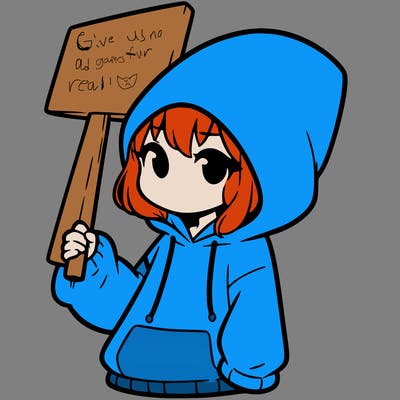 girl with oversized hoodie holding sign