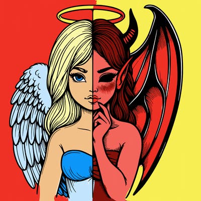 realistic angel half demon