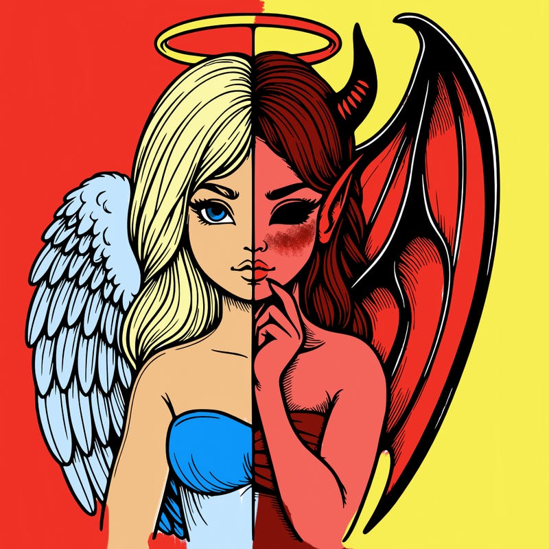 realistic angel half demon