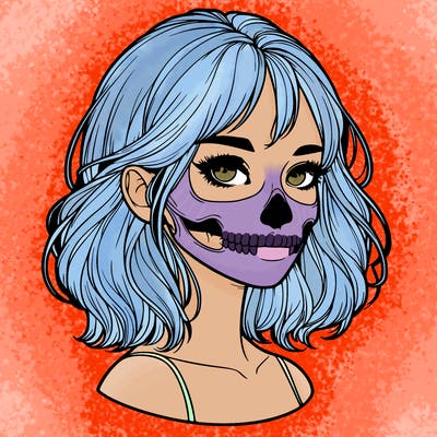 realistic girl with skull