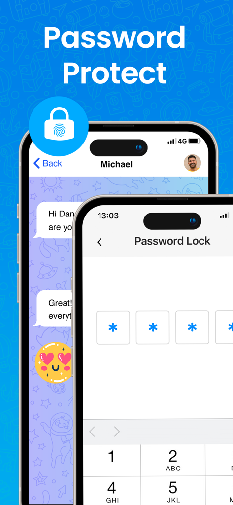 X for Telegram Messenger - Interface of X for Telegram Messenger showing the password lock screen with a numeric keypad for enhanced chat privacy