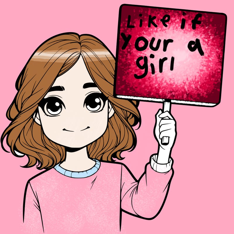 realistic girl holding up a sign