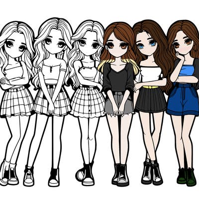 a group of girls realistic