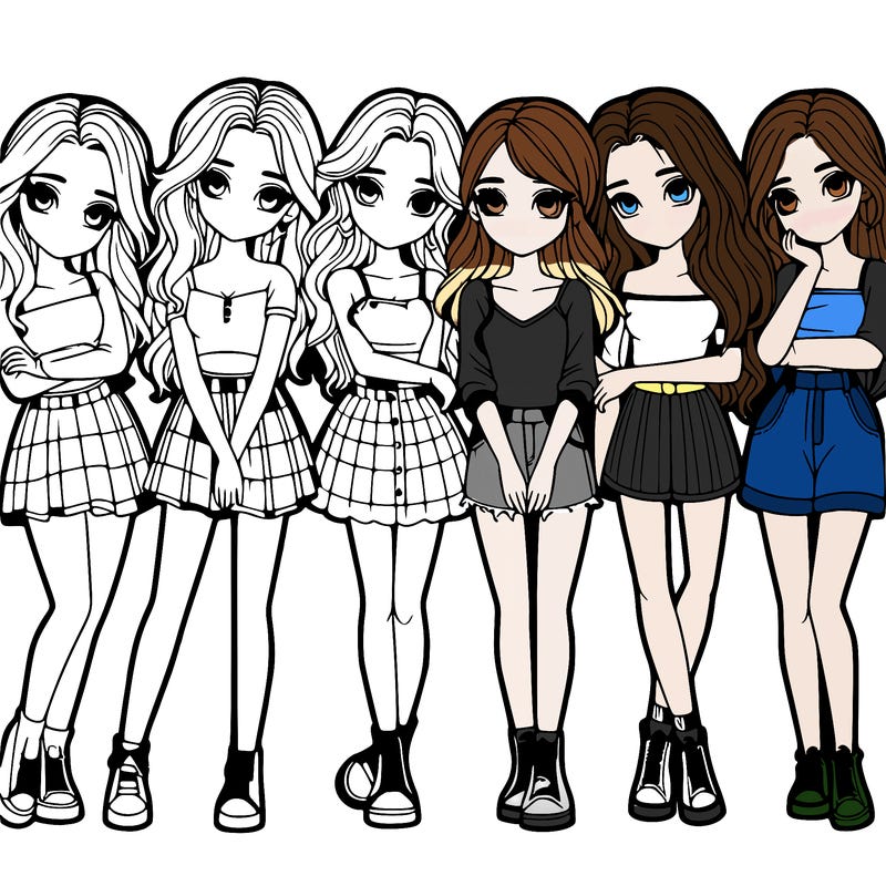 a group of girls realistic