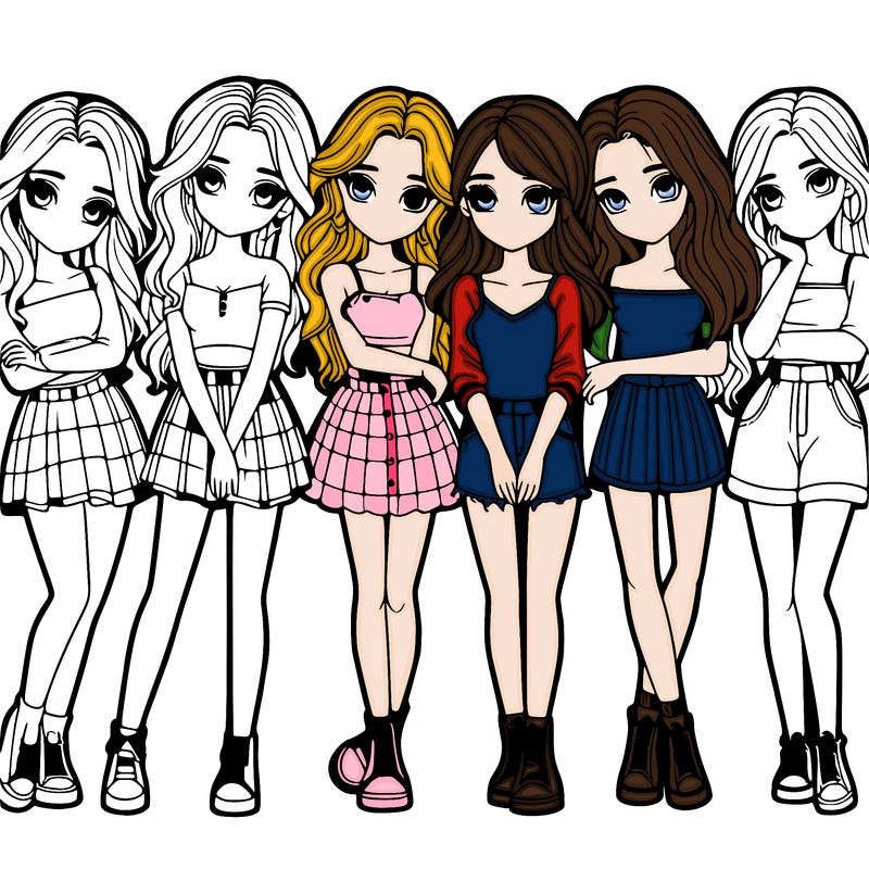 a group of girls realistic