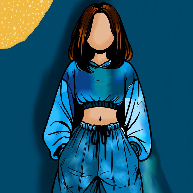 realistic girl faceless with baggy pants and a crop top
