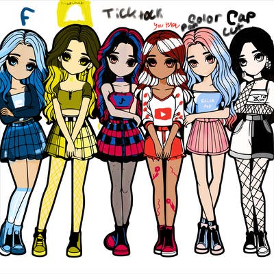 a group of girls realistic