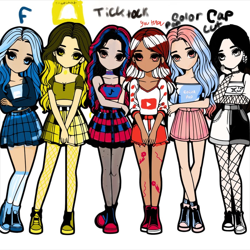 a group of girls realistic